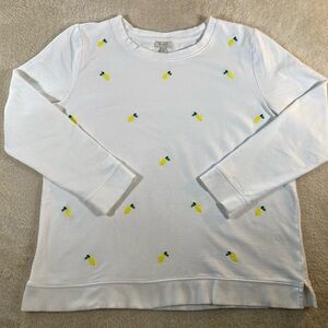 Talbots women’s size LP lightweight Crewneck sweatshirt embroidered lemons